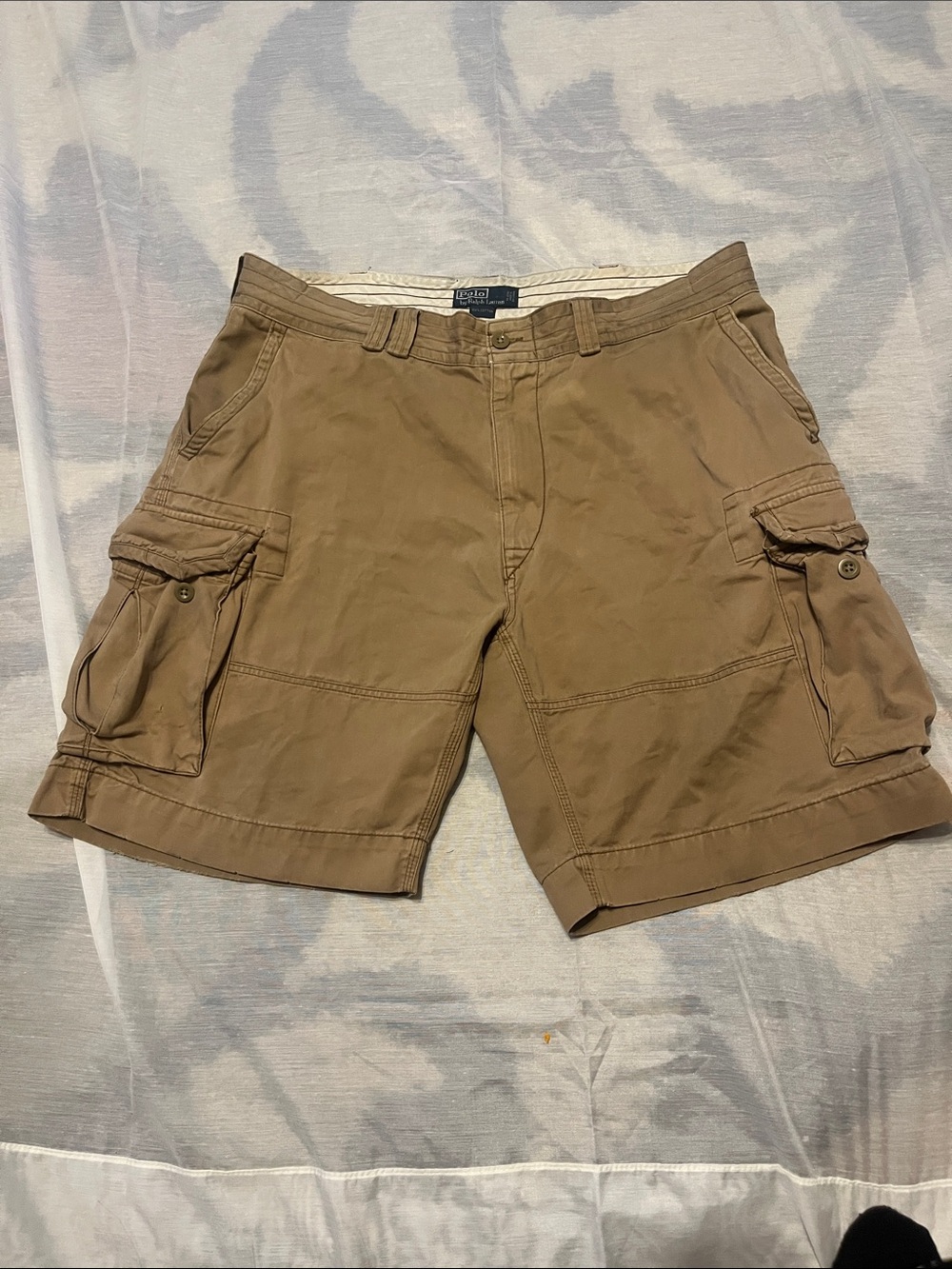 Polo by Ralph Lauren Men's Tan Cargo Shorts with Utility Pockets